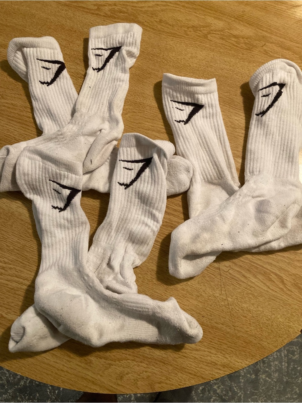 Gymshark White Athletic Crew Socks with Black Logo — 3 Pack
